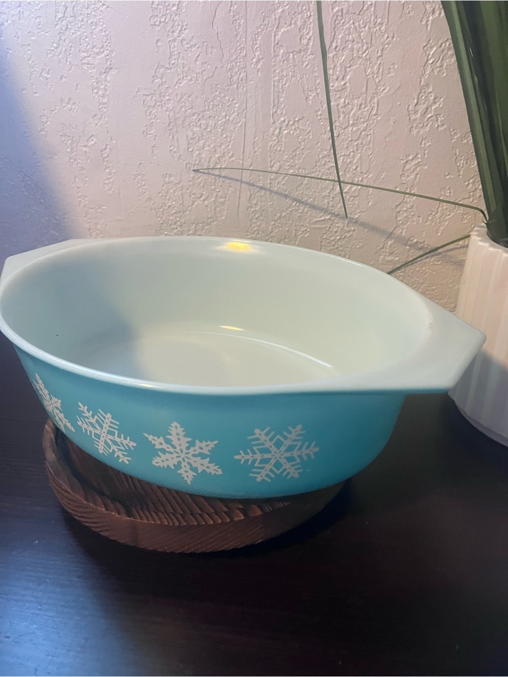 Vintage Pyrex Turquoise Snowflake 045 Casserole Dish 2.5 Qt No Lid